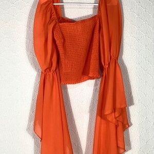 Live 4 Truth orange large crop top with Flowy sleeves
